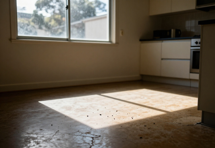 Cockroach infestation in a Five Dock kitchen before treatment